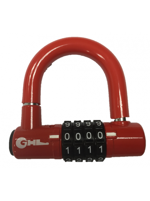 88mm 4-digit Resettable Combination Padlock with 10mm shackle - RED