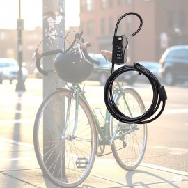 Combination Padlock with Security Cable of 2 End Loops (Double Loop Cable Lock) for Bike, Ski, Camping, Garden, Warehouse and Factory...