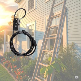 Combination Padlock with Security Cable of 2 End Loops (Double Loop Cable Lock) for Bike, Ski, Camping, Garden, Warehouse and Factory...