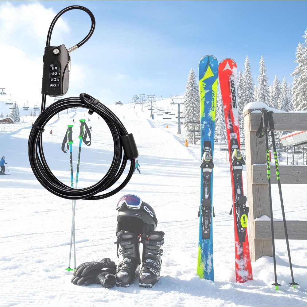 Double Loops Cable Combination Padlock for Bike, Ski, Camping, Garden ...