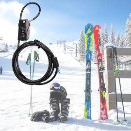 Combination Padlock with Security Cable of 2 End Loops (Double Loop Cable Lock) for Bike, Ski, Camping, Garden, Warehouse and Factory...