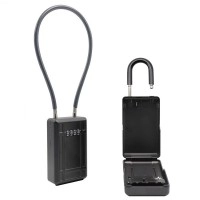 Key Lock Box, Detachable shackle, 4 Digit Combination Key Storage Box/Key Safe Box (Dust cover + 50cm Cable)