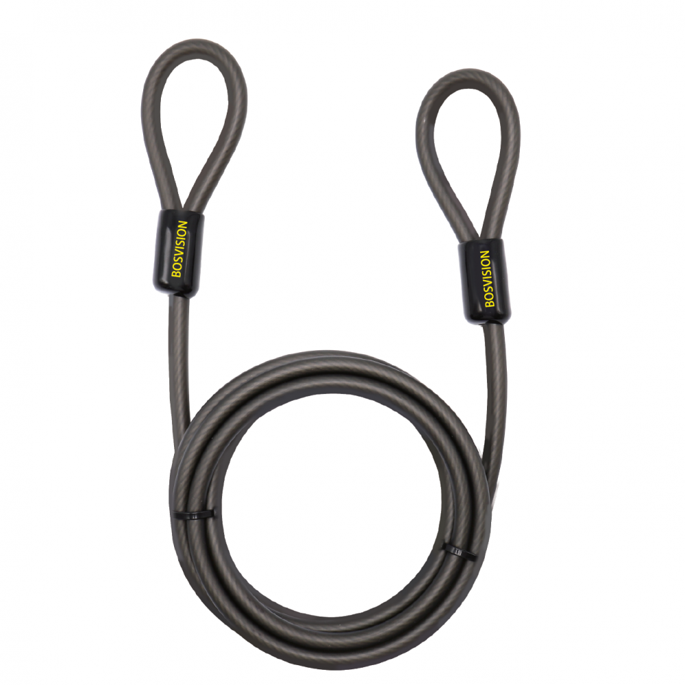Security Steel Cable with Loops, Bikes Steel Cable, Braided Steel Flex Cable, 10mm for U-Lock and Padlock