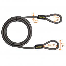 Security Steel Cable with Loops, Bikes Steel Cable, Braided Steel Flex Cable, 10mm for U-Lock and Padlock